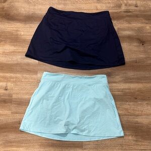Lands End Black and Light Blue Swim Skorts
